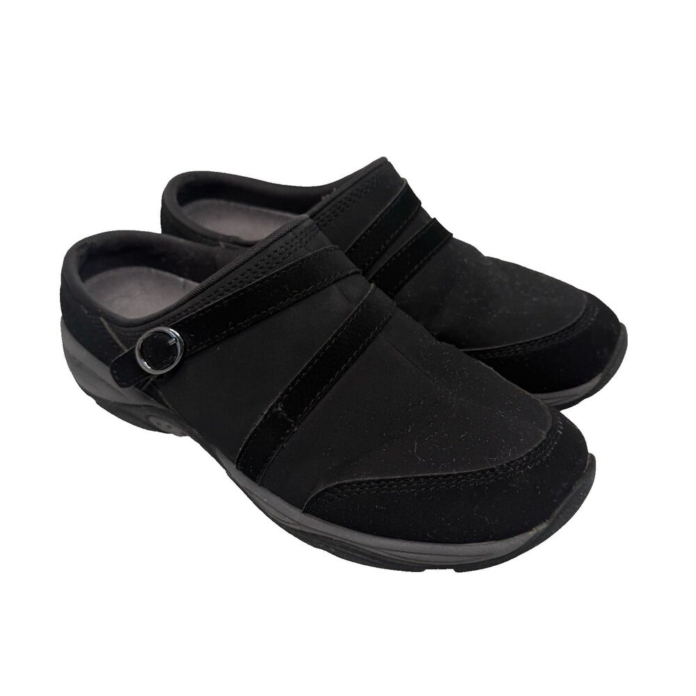 Easy Spirit Seequin Women's 7.5M Black Slip On Mule Comfort Shoes EUC